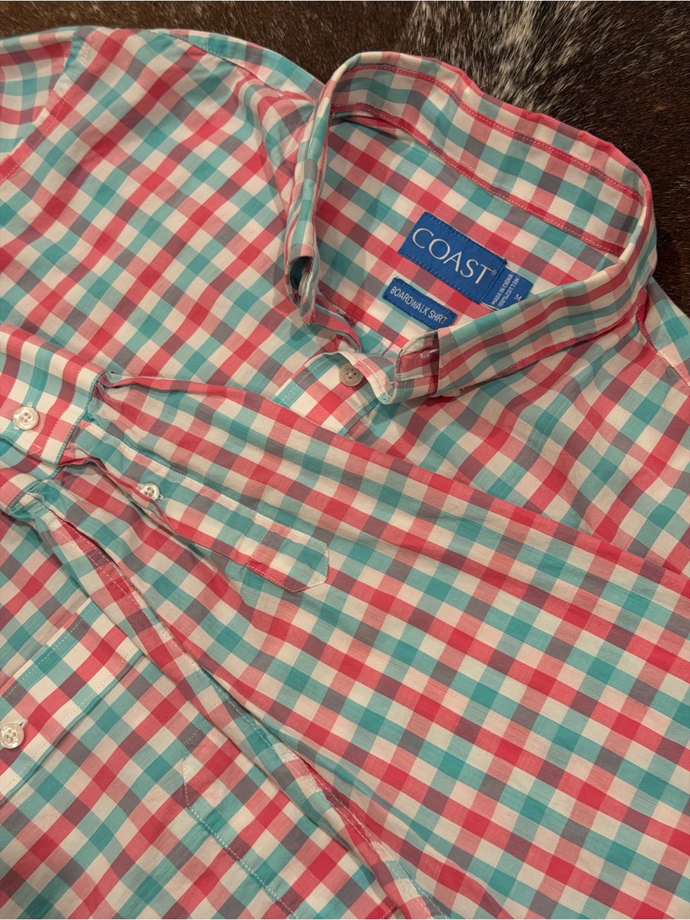 Coast Boardwalk Plaid Button-Down Shirt Men’s Medium-09